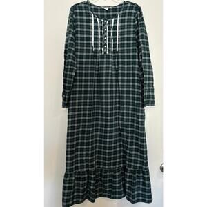 Churter Club Long Nightgown Cotton Blend Plaid Womens Size M